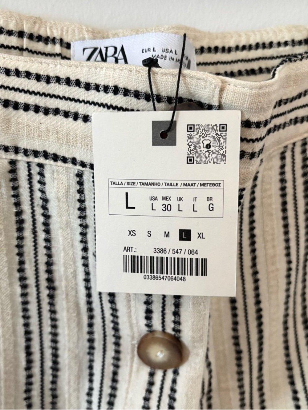 Zara Embroidered Striped Rustic Cotton & Linen Tapered Cropped Pants Size L NWT‎ - Picture 11 of 11